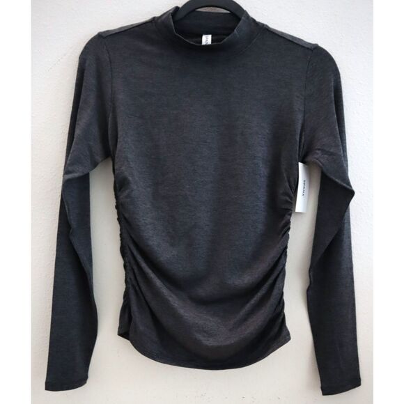 Spanx 50880R Women's Sz S Very Black Dash Heather Skysoft Mock Neck L/S Top - Picture 1 of 11
